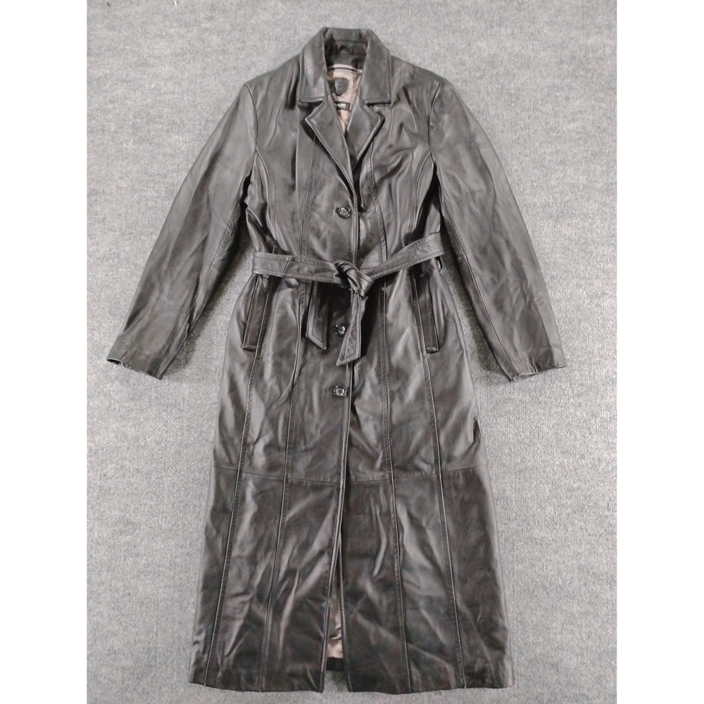Wilsons Leather Trench Coat Jacket Size M Genuine Leather Streetwear Minimalist